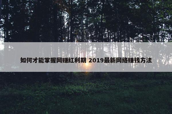 如何才能掌握网赚红利期 2019最新网络赚钱方法