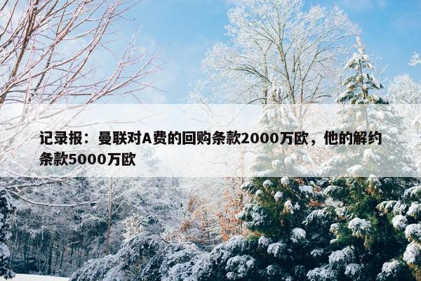 记录报：曼联对A费的回购条款2000万欧，他的解约条款5000万欧