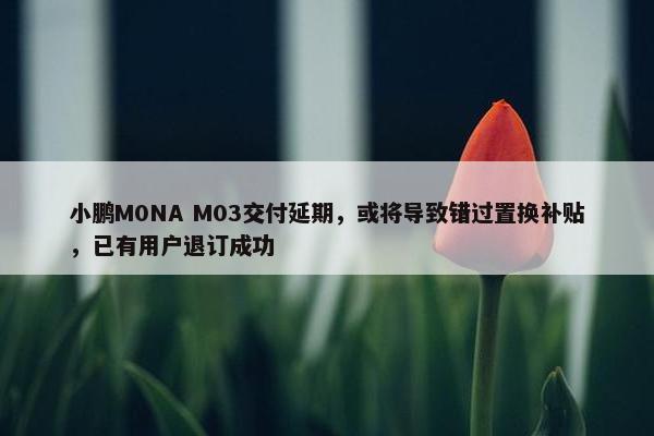 小鹏M0NA M03交付延期，或将导致错过置换补贴，已有用户退订成功