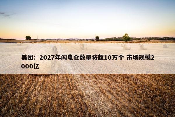 美团：2027年闪电仓数量将超10万个 市场规模2000亿