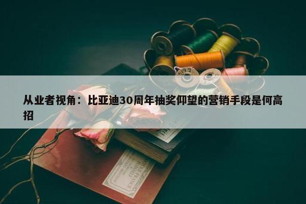 从业者视角：比亚迪30周年抽奖仰望的营销手段是何高招